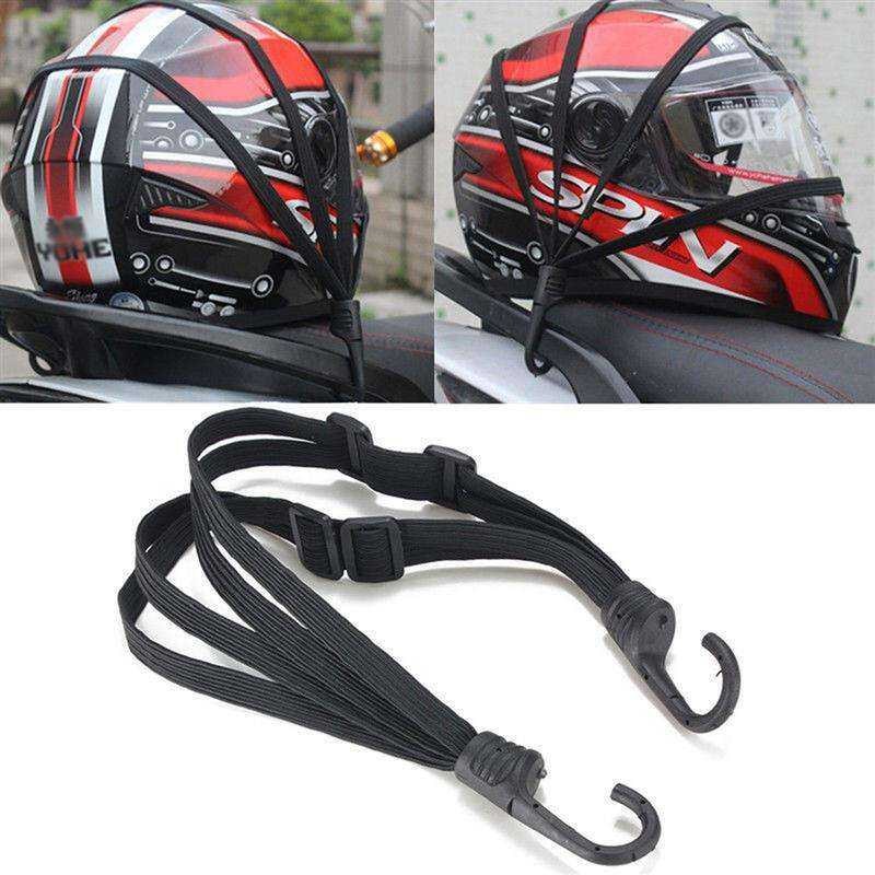 High-Strength Retractable Helmet Rope Highly Elastic Motorcycle Luggage Binding Cord Rubber Strap Rope Universal Motor Bike Helmet Carrying Rope with 2 Hook